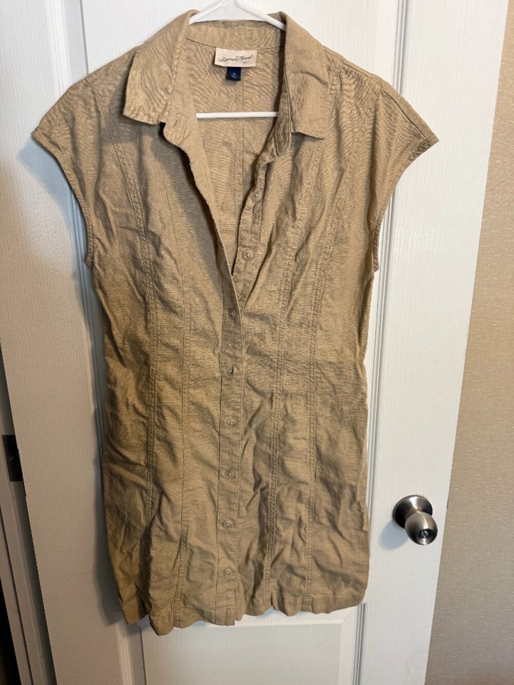 Universal Thread Target Linen Button Front Dress Pockets Khaki Women’s M